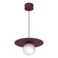 Lampa wisząca na lince FLAT 1xE27/15W/230V bordowa