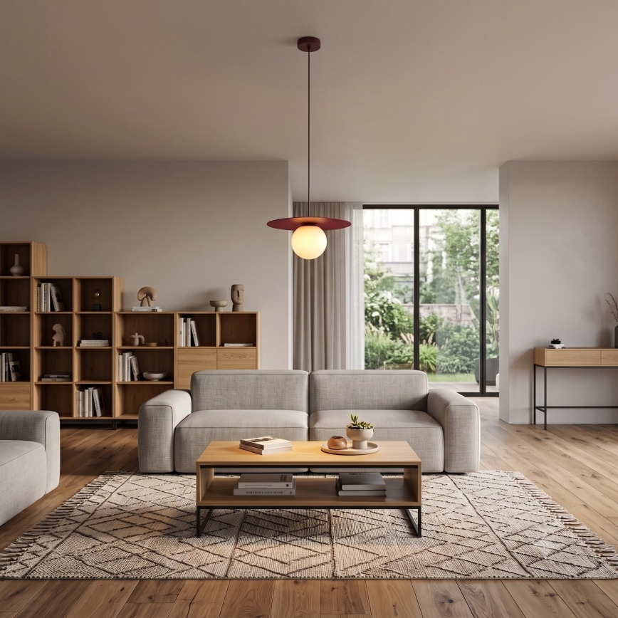 Lampa wisząca na lince FLAT 1xE27/15W/230V bordowa
