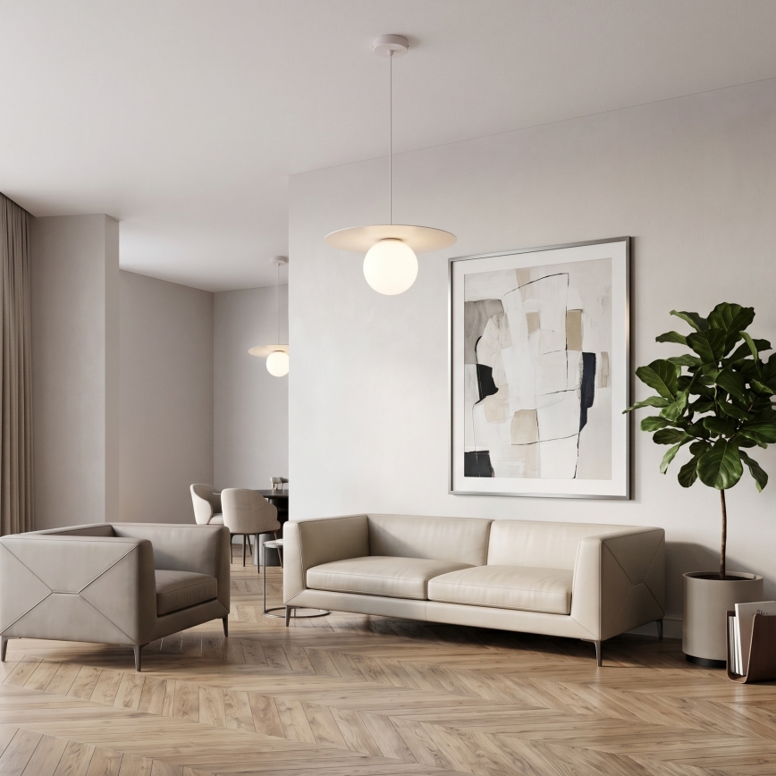 Lampa wisząca na lince FLAT 1xE27/15W/230V kremowa