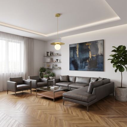 Lampa wisząca na lince FLAT 1xE27/15W/230V złota