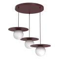 Lampa wisząca na lince FLAT 3xE27/15W/230V bordowa