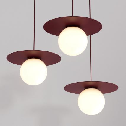 Lampa wisząca na lince FLAT 3xE27/15W/230V bordowa