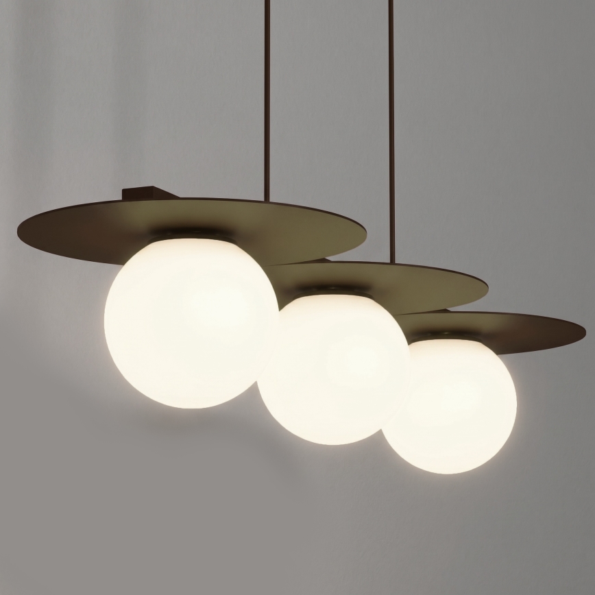 Lampa wisząca na lince FLAT 3xE27/15W/230V brązowa