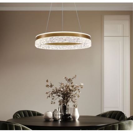 Lampa wisząca na lince FROZI LED/32W/230V, śr. 50 cm, złota