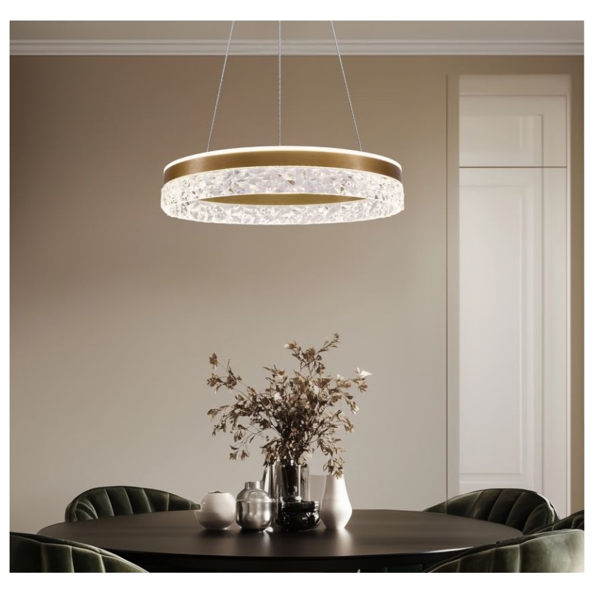 Lampa wisząca na lince FROZI LED/32W/230V, śr. 50 cm, złota