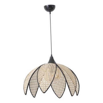 Lampa wisząca na lince FUME 1xE27/40W/230V śr. 40 cm czarna/beżowa