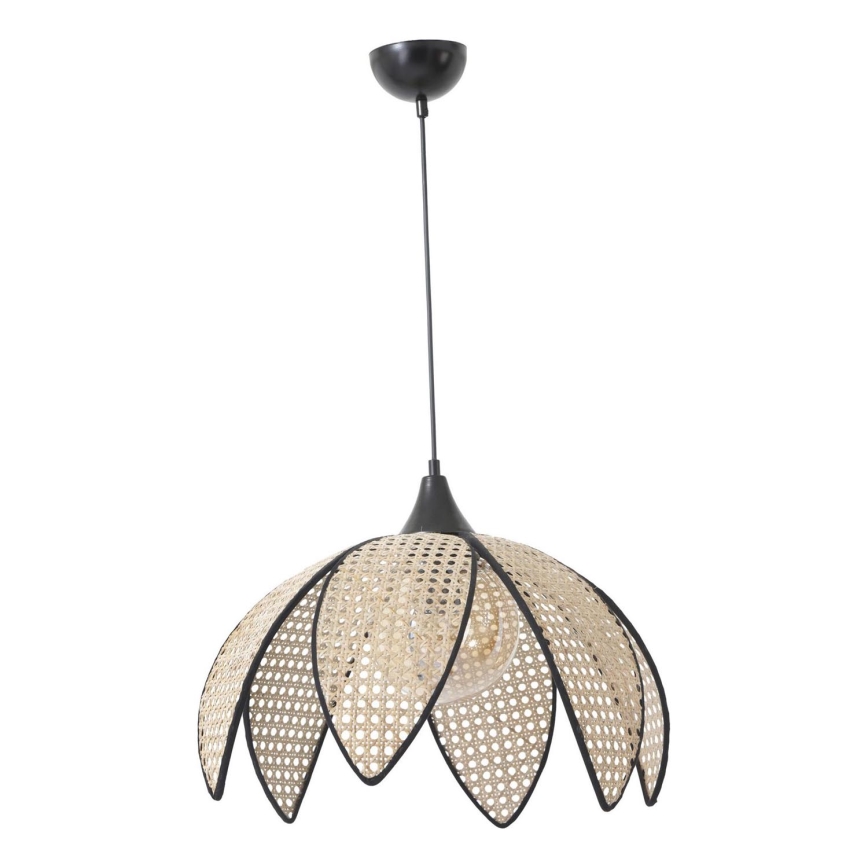Lampa wisząca na lince FUME 1xE27/40W/230V śr. 40 cm czarna/beżowa