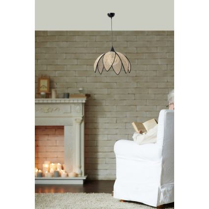 Lampa wisząca na lince FUME 1xE27/40W/230V śr. 40 cm czarna/beżowa