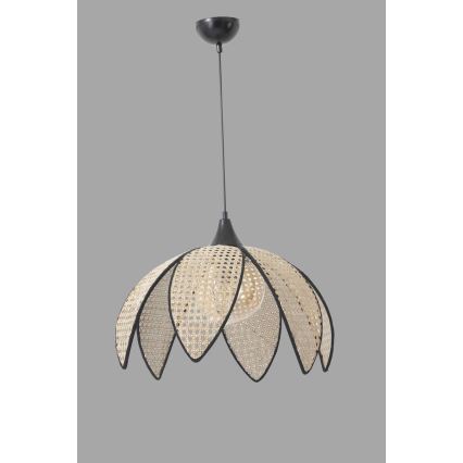 Lampa wisząca na lince FUME 1xE27/40W/230V śr. 40 cm czarna/beżowa