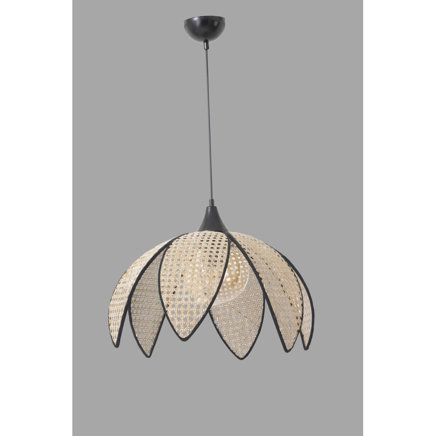 Lampa wisząca na lince FUME 1xE27/40W/230V śr. 40 cm czarna/beżowa