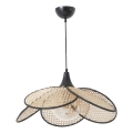 Lampa wisząca na lince FUME 1xE27/40W/230V śr. 45 cm czarny/beżowy