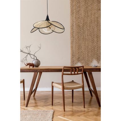 Lampa wisząca na lince FUME 1xE27/40W/230V śr. 45 cm czarny/beżowy