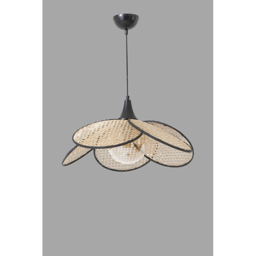 Lampa wisząca na lince FUME 1xE27/40W/230V śr. 45 cm czarny/beżowy