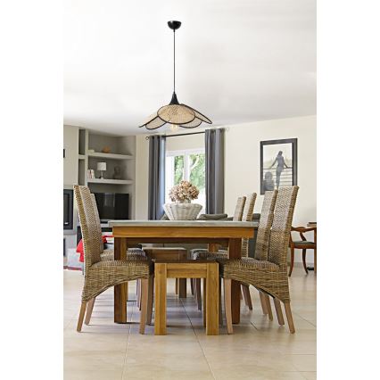 Lampa wisząca na lince FUME 1xE27/40W/230V Ø 45 cm czarna/beżowa