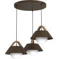 Lampa wisząca na lince FUNDA 3xE27/15W/230V brązowa