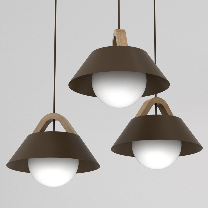 Lampa wisząca na lince FUNDA 3xE27/15W/230V brązowa