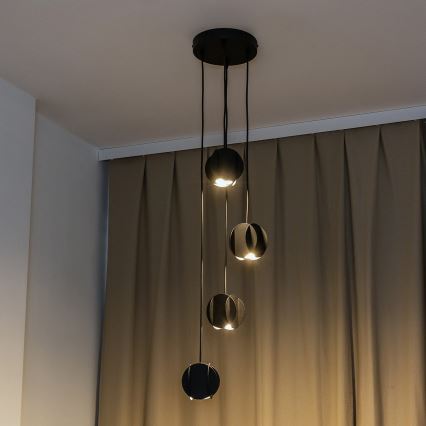 Lampa wisząca na lince GAMBIT 4xGU10/10W/230V czarna