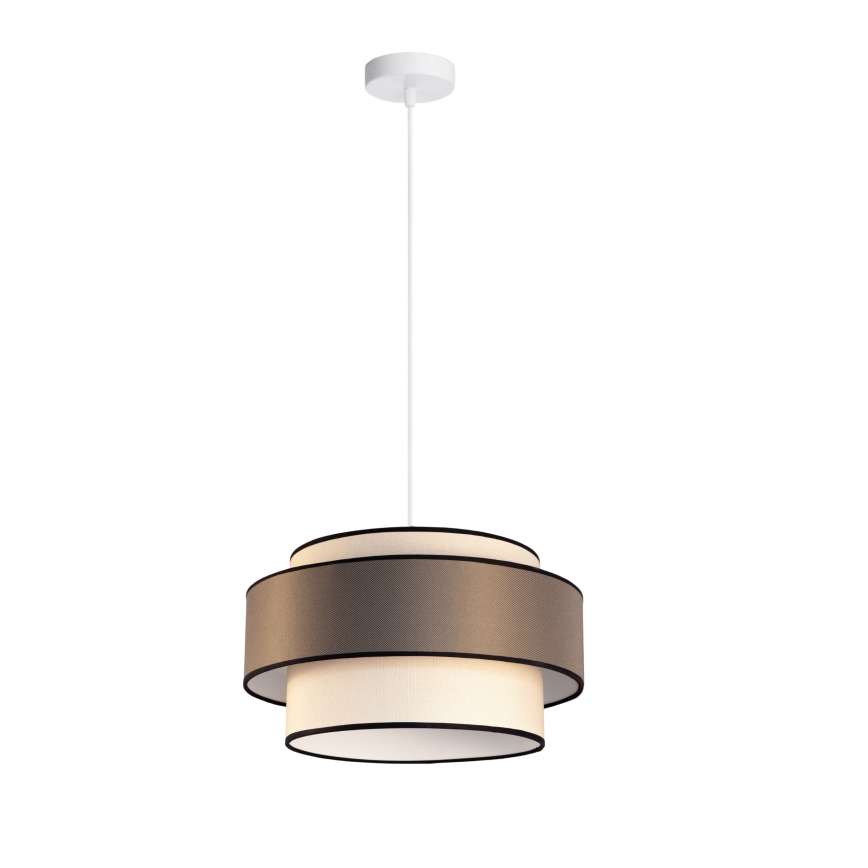 Lampa wisząca na lince GRACE 1xE27/60W/230V, śr. 40 cm, kremowa/szara