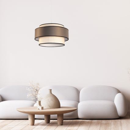 Lampa wisząca na lince GRACE 1xE27/60W/230V, śr. 40 cm, kremowa/szara