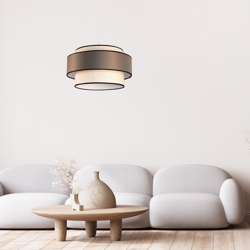 Lampa wisząca na lince GRACE 1xE27/60W/230V, śr. 40 cm, kremowa/szara