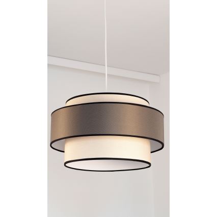 Lampa wisząca na lince GRACE 1xE27/60W/230V, śr. 40 cm, kremowa/szara