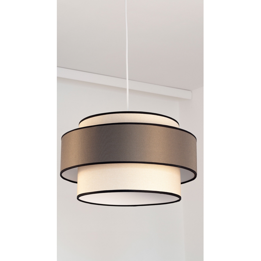 Lampa wisząca na lince GRACE 1xE27/60W/230V, śr. 40 cm, kremowa/szara