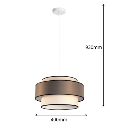 Lampa wisząca na lince GRACE 1xE27/60W/230V, śr. 40 cm, kremowa/szara