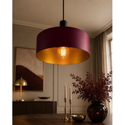Lampa wisząca na lince HAKI 1xE27/60W/230V bordowa/czarna