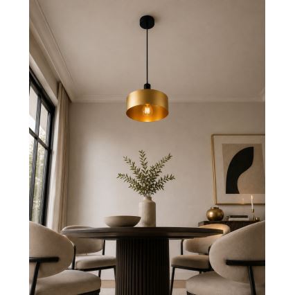 Lampa wisząca na lince HAKI 1xE27/60W/230V złota/czarna