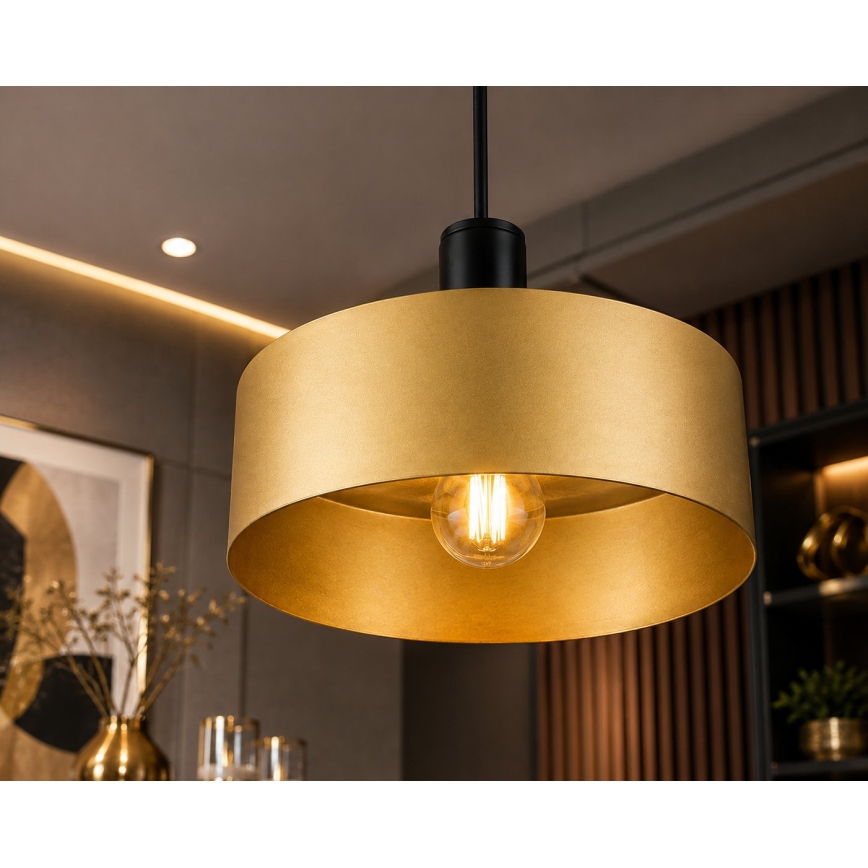 Lampa wisząca na lince HAKI 1xE27/60W/230V złota/czarna