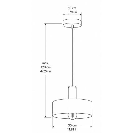 Lampa wisząca na lince HAKI 1xE27/60W/230V złota/czarna