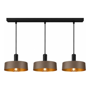Lampa wisząca na lince HAKI 3xE27/60W/230V brązowa/czarna