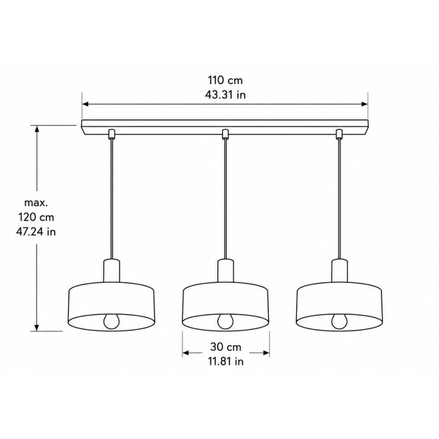 Lampa wisząca na lince HAKI 3xE27/60W/230V brązowa/czarna