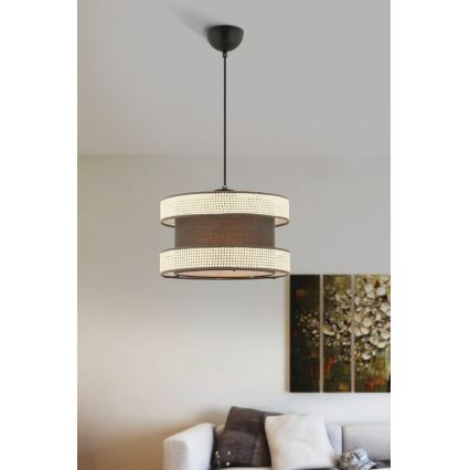 Lampa wisząca na lince HALO 1xE27/60W/230V brązowa/kremowa