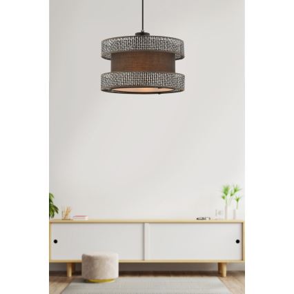 Lampa wisząca na lince HALO 1xE27/60W/230V brązowa/szara