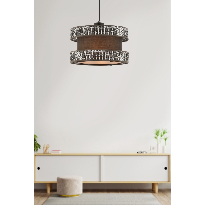 Lampa wisząca na lince HALO 1xE27/60W/230V brązowa/szara