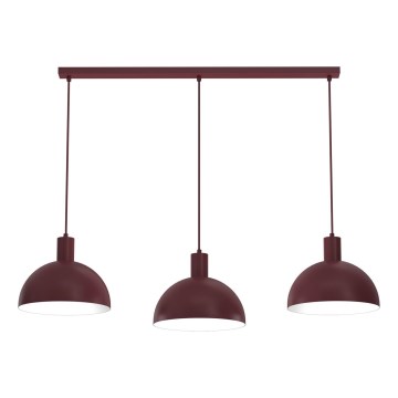 Lampa wisząca na lince HANDA 3xE27/15W/230V bordowa