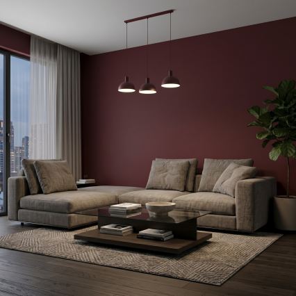 Lampa wisząca na lince HANDA 3xE27/15W/230V bordowa