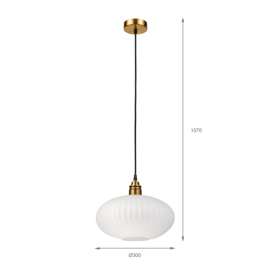 Lampa wisząca na lince HECTOR 1xE27/15W/230V biała/mosiądz śr. 30 cm