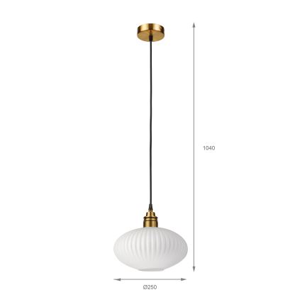 Lampa wisząca na lince HECTOR 1xE27/15W/230V biały/mosiądz śr. 25 cm