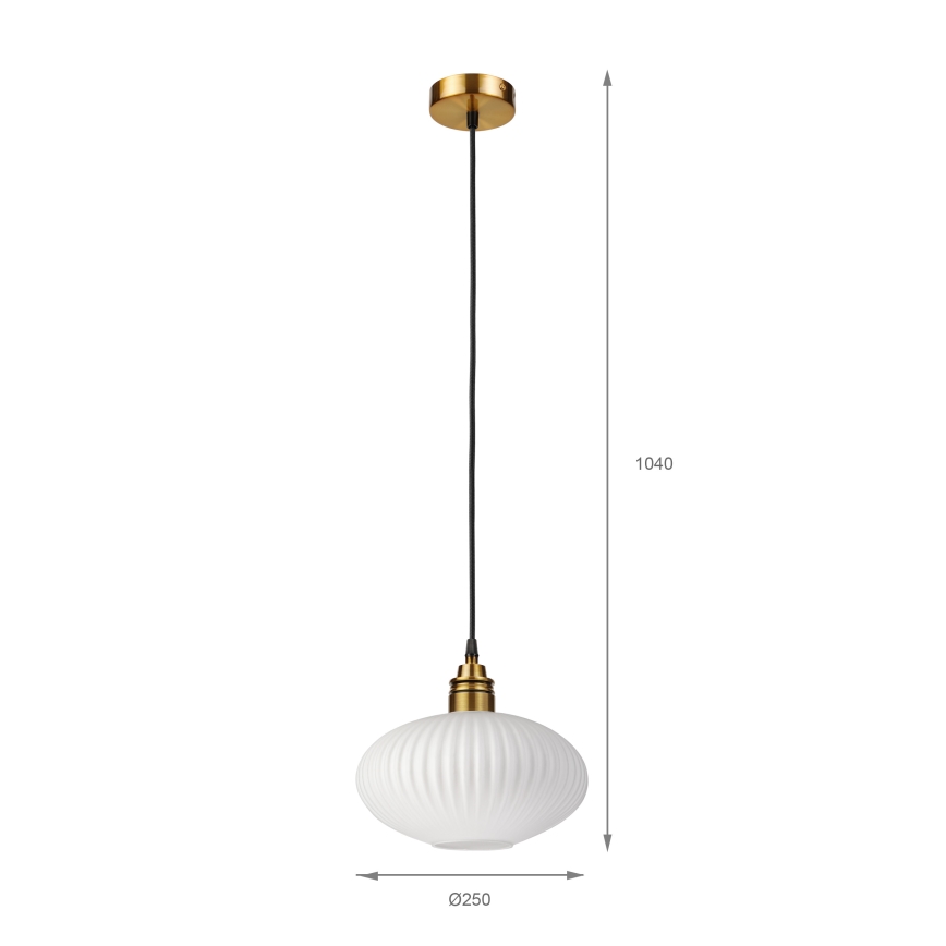 Lampa wisząca na lince HECTOR 1xE27/15W/230V biały/mosiądz śr. 25 cm