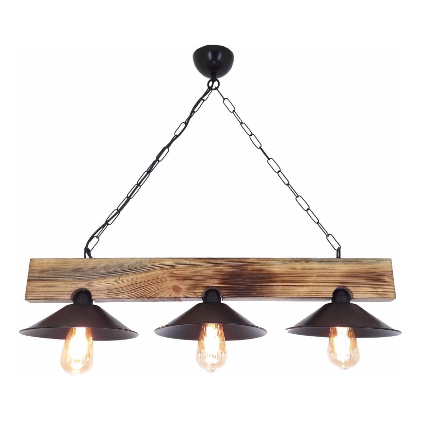 Lampa wisząca na lince HEPSI 3xE27/40W/230V świerk, orzech