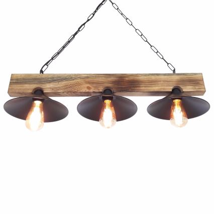 Lampa wisząca na lince HEPSI 3xE27/40W/230V świerk, orzech