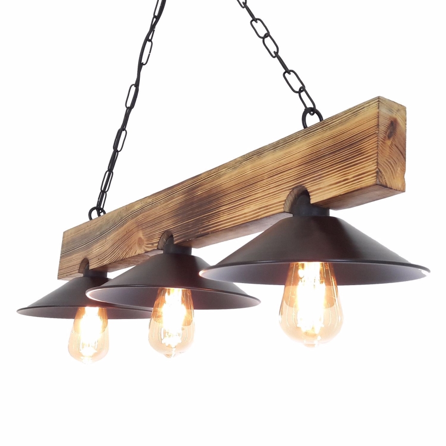 Lampa wisząca na lince HEPSI 3xE27/40W/230V świerk, orzech