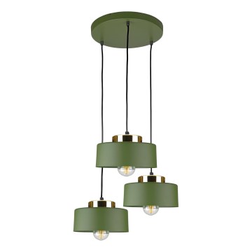 Lampa wisząca na lince IGNIA 3xE27/60W/230V zielona