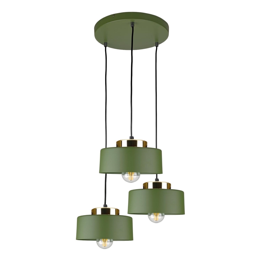 Lampa wisząca na lince IGNIA 3xE27/60W/230V zielona