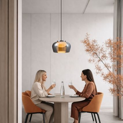 Lampa wisząca na lince INSIEME 1xGX53/10W/230V śr. 35 cm przydymiona czerń