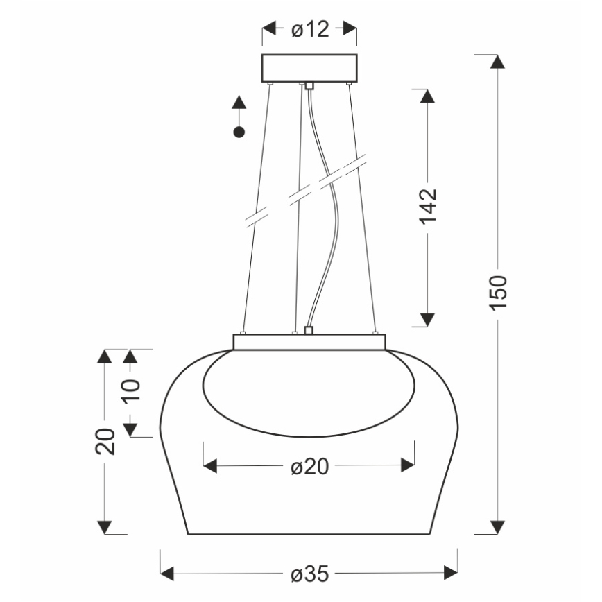 Lampa wisząca na lince INSIEME 1xGX53/10W/230V śr. 35 cm przydymiona czerń