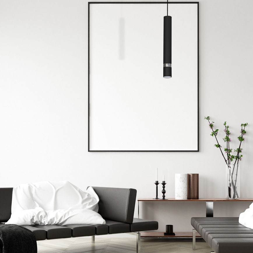 Lampa wisząca na lince JOKER 1xGU10/25W/230V czarny/błyszczący chrom