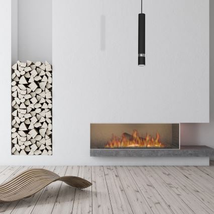 Lampa wisząca na lince JOKER 1xGU10/25W/230V czarny/błyszczący chrom